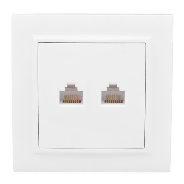 Розетка компьютерная + телефонная 2-м СП Минск RJ45 + Phone бел. Basic EKF ERK00-135-10