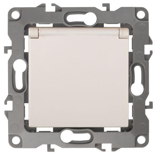 Розетка 1-м СП Эра12 12-2103-02 16А IP20 16AX 250В 2P+E Schuko защ. шторки с крышкой механизм сл. кость Эра Б0014694