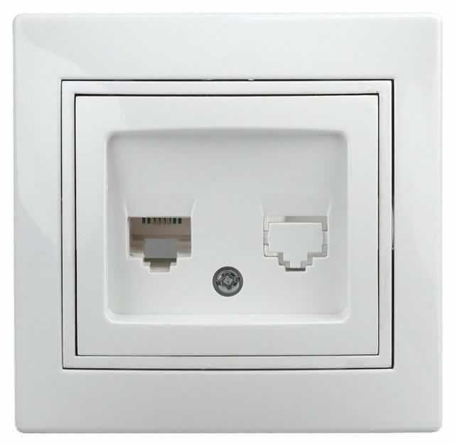 Розетка компьютерная СП Plano 1Э-303-01 RJ45 бел. Intro Б0038835