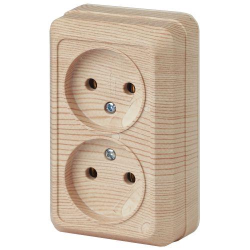 Розетка 2-м ОП Quadro 2-203-11 16А IP20 250В 2х2P сосна Intro Б0053798