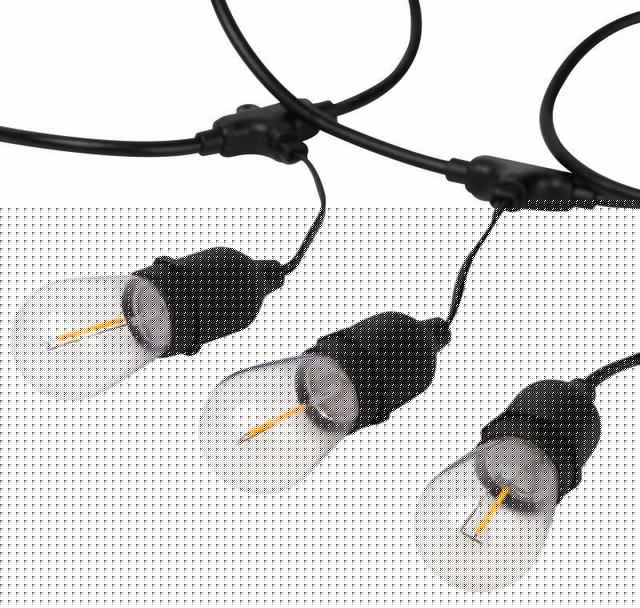 Гирлянда светодиодная "Белт Лайт" 4.5м 10LED тепл. бел. E27 IP65 220В на подвесах с лампами филамент дл. провода 60см каучук набор Эра Б0056017