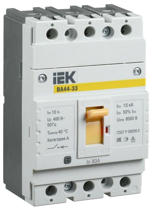 Выключатель автоматический 3п 80А 15кА ВА44 33 IEK SVA4410-3-0080