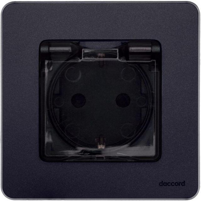 Розетка 1-м СП Inspiria 16А IP44 250В 2P+E защ. шторки с крышкой немецк. стандарт механизм антрацит Leg 673743