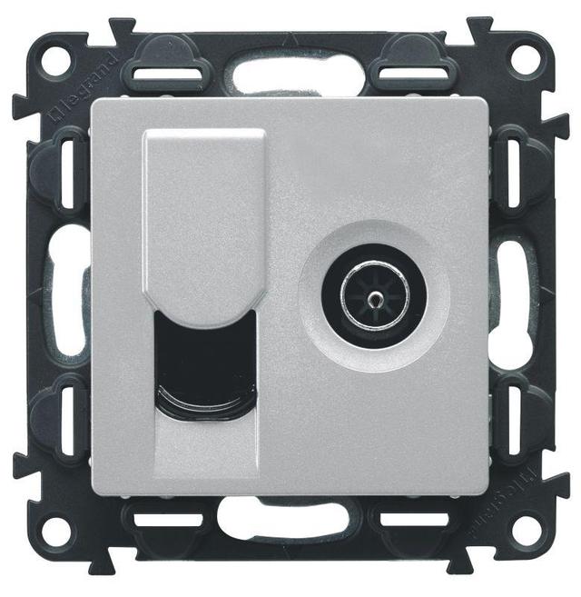 Панель лицевая Valena Life для розетки компьютерной + TV 2-м RJ45 + TV алюм. Leg 754832