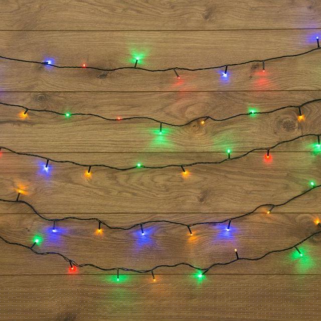 Гирлянда светодиодная "Твинкл Лайт" 6м 40LED мультиколор 5.1Вт 220-240В IP20 с контроллером 8 режимов провод ПВХ темн. зел. Neon-Night 303-029