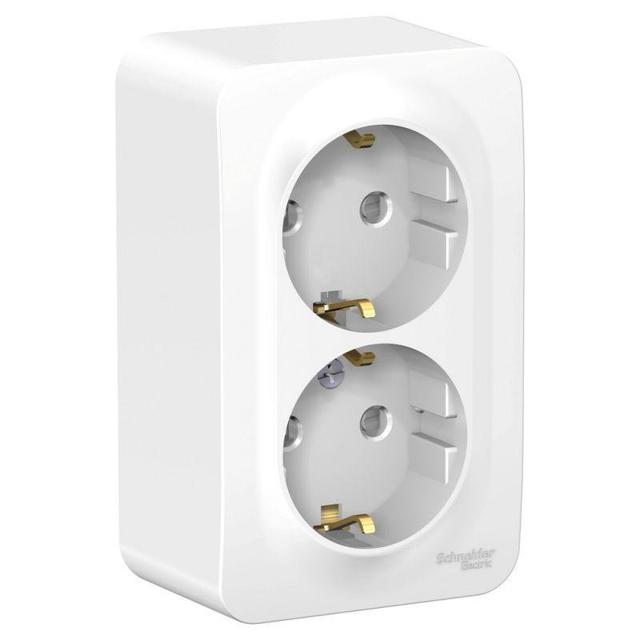 Розетка 2-м ОП Blanca 16А IP20 250В с заземл. защ. шторки с изолир. пластиной бел. SE BLNRA011211