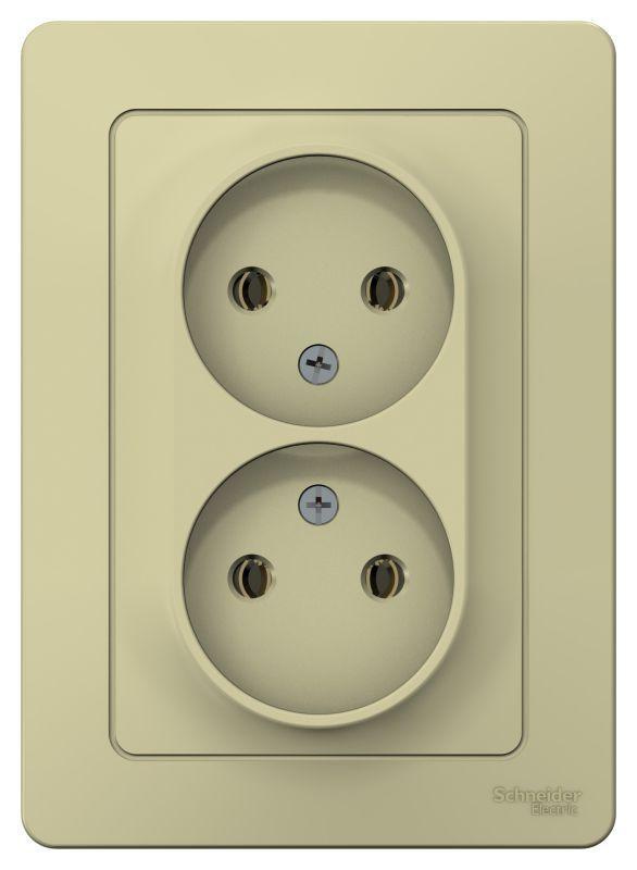 Розетка 2-м СП Blanca 16А IP20 250В без заземл. без защ. шторок беж. SE BLNRS000027