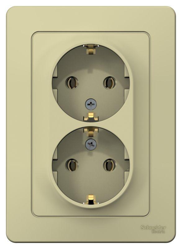 Розетка 2-м СП Blanca 16А IP20 250В с заземл. без защ. шторок беж. SE BLNRS001027