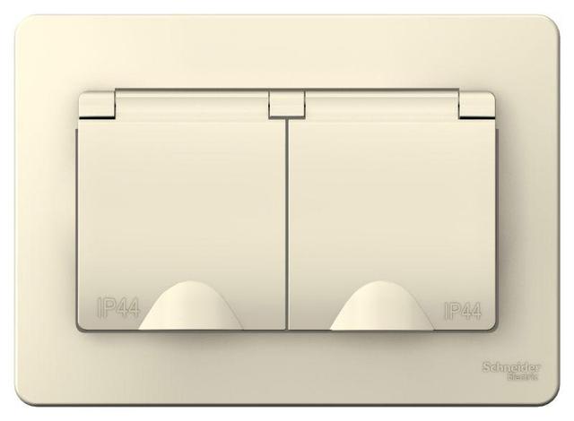 Розетка 2-м СП Blanca 16А IP44 250В с заземл. защ. шторки с крышкой молоч. SE BLNRS441122