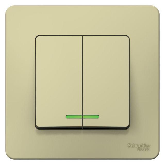 Выключатель 2-кл. СП Blanca 10А IP20 (сх. 5) 250В с подсветкой беж. SE BLNVS010517