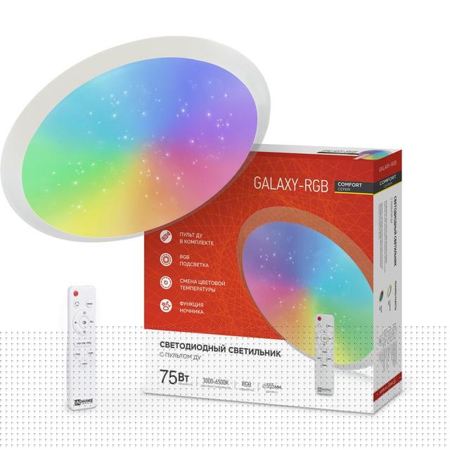 Светильник светодиодный COMFORT GALAXY-RGB 75Вт 230В 3000-6500К 6000лм 555х85мм с пультом ДУ IN HOME 4690612044613