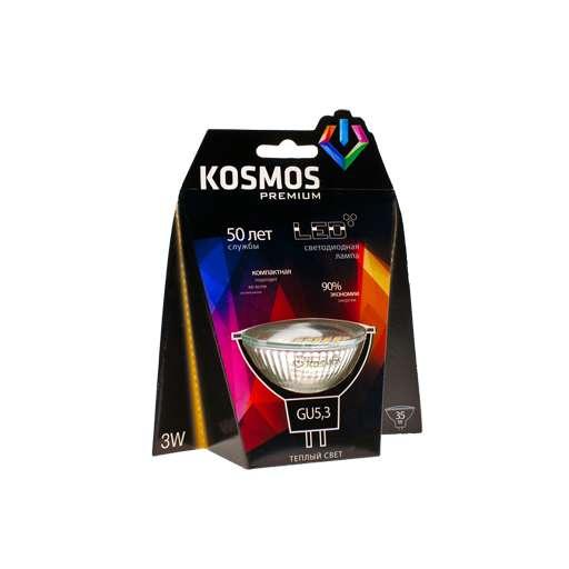Лампа светодиодная KOSMOS premium 3Вт MR16 GU5.3 230В 3000К Космос KLED3wMR16GU53230v27