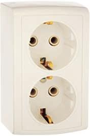 Розетка 2-м ОП Елизавета РА16-760 16А IP20 с заземл. бел. Кунцево 5528