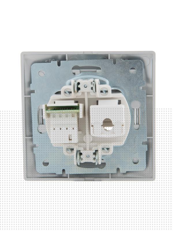 Розетка компьютерная + телефонная 2-м СП Mira RJ45 + RJ11 сер. метал. LEZARD 701-1010-143