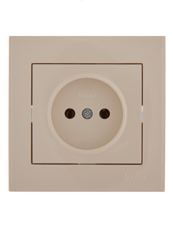 Розетка 1-м СП Rain 16А IP20 без заземл. керамика крем. LEZARD 703-0303-121