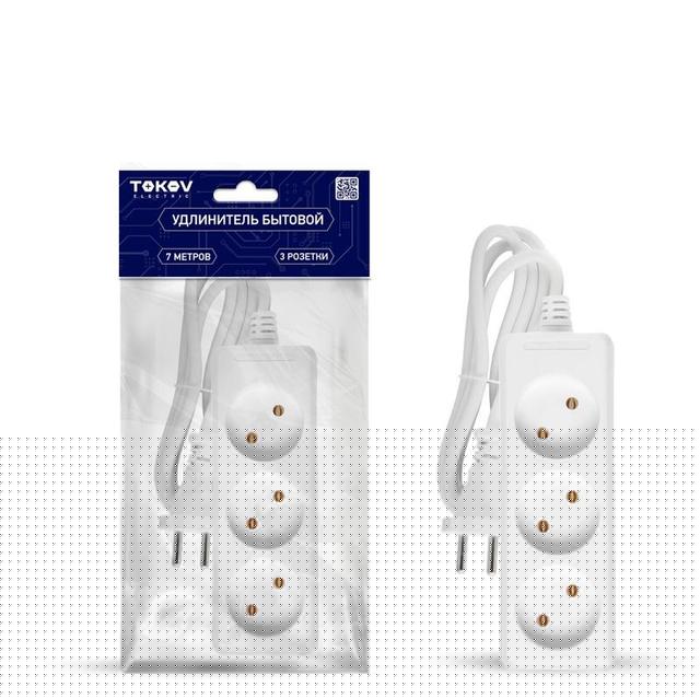Удлинитель 3х7м без заземл. 16А 2х1 TOKOV ELECTRIC TKE-C01-BU3-7-1